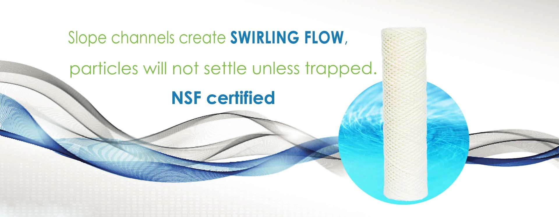 Swirling flow string wound filters